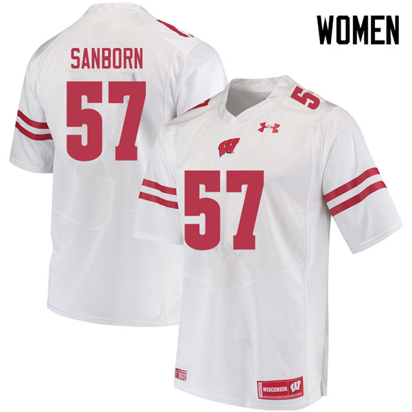 Women #57 Jack Sanborn Wisconsin Badgers College Football Jerseys Sale-White